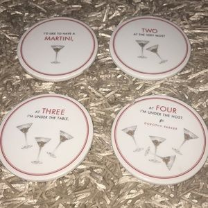 Cocktail Coaster Set w/witty Dorothy Parker Quotes